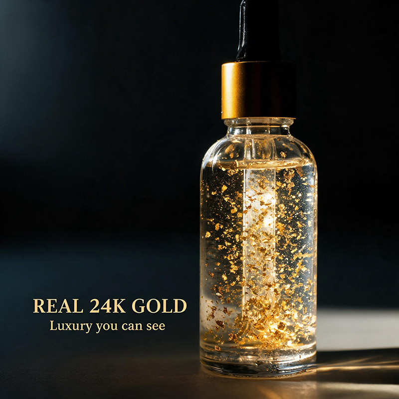 24K Gold Flake Serum with Peptides & Rose Oil
