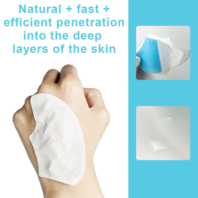 FKY soluble nano collagen patch on hand demonstrating quick water dissolution