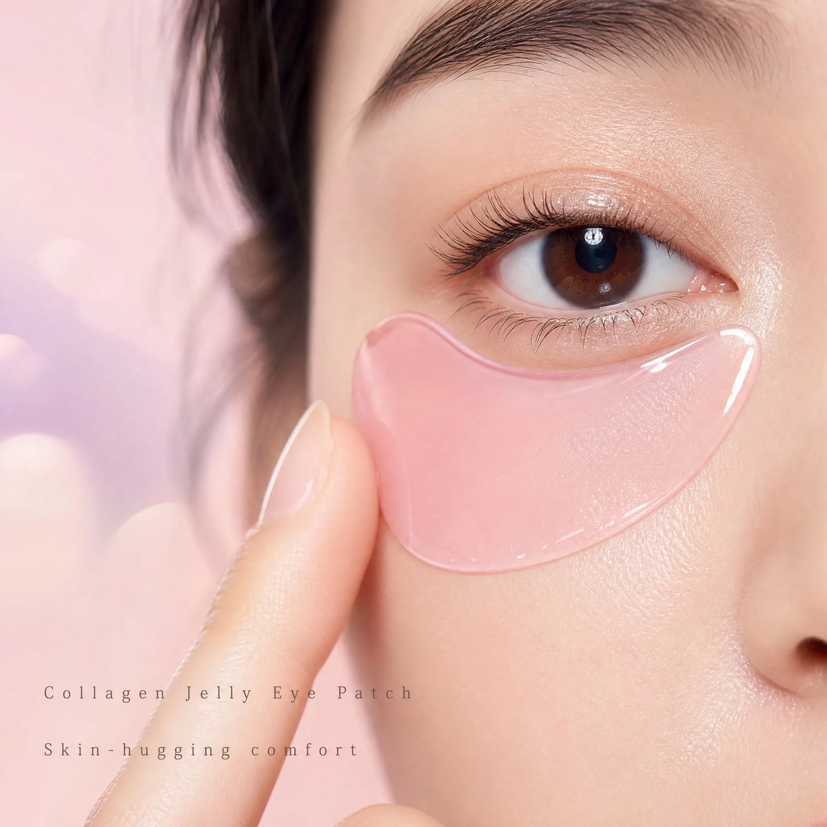 FKY collagen jelly eye patch skin-hugging fit, macro close-up