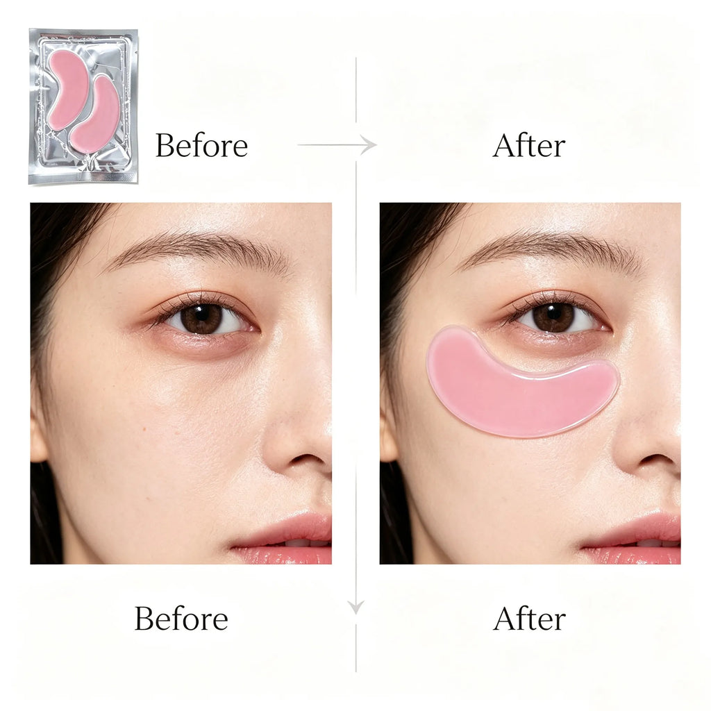 Before and after using FKY hydrogel eye patch under the eye