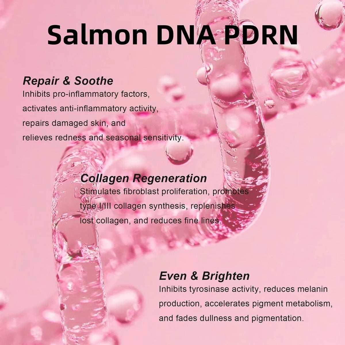 Salmon DNA PDRN ingredient benefits: repair and soothe, collagen regeneration, even and brighten