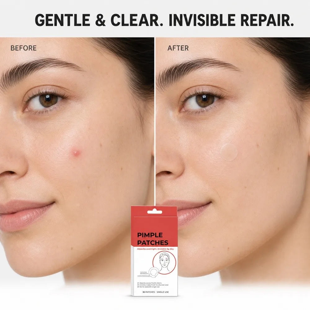 Before and after using FKY hydrocolloid anti-acne patches
