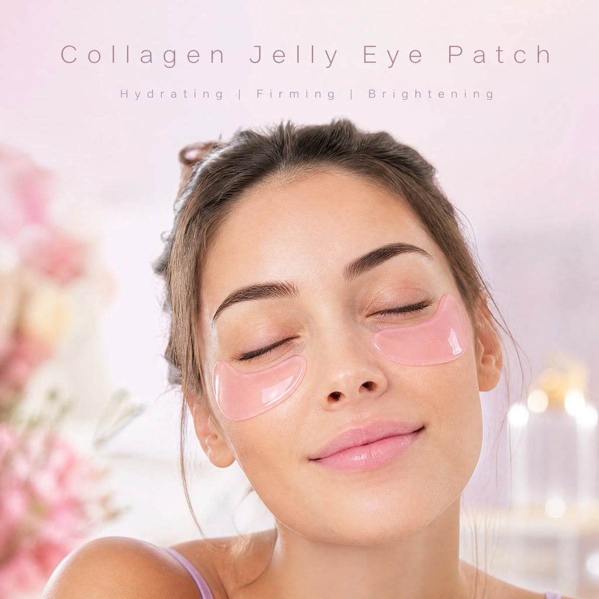 Model relaxing with FKY hydrating collagen jelly eye patches